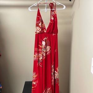 Hello Molly floral red dress with slit
